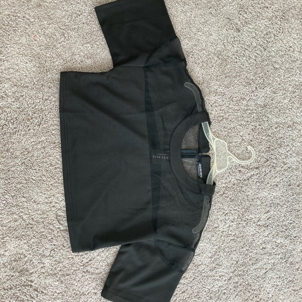 Mesh black crop top